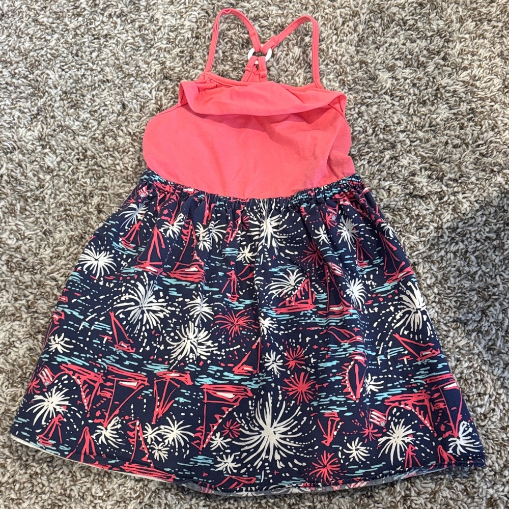 ❌SOLD Lily Pulitzer Pink and Navy Sailboat Fireworks Toddler Girl Dress XS